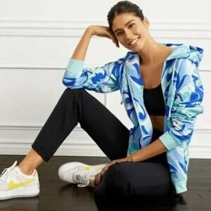 NWT Hill House The Allie Zip Hoodie in Ocean Kaleidoscope Blue